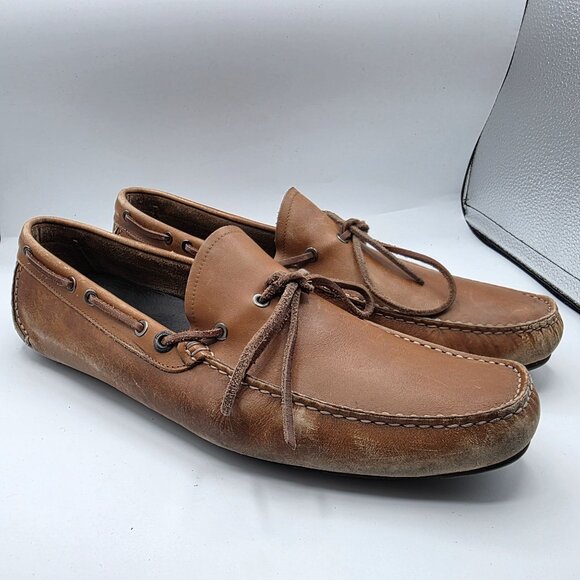 Salvatore Ferragamo Mens Size 12 Brown Leather Driving Loafer Shoes ZM02669 - Picture 1 of 13